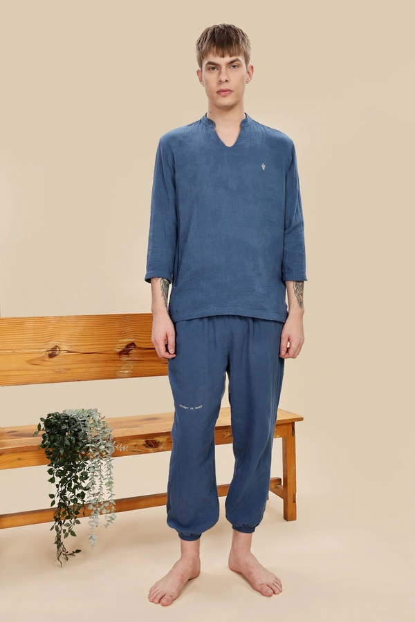 IIR04-Shui 100% Organic Unique Double Layered Night Wellness wear Indigo Male - 4XL, INDIGO
