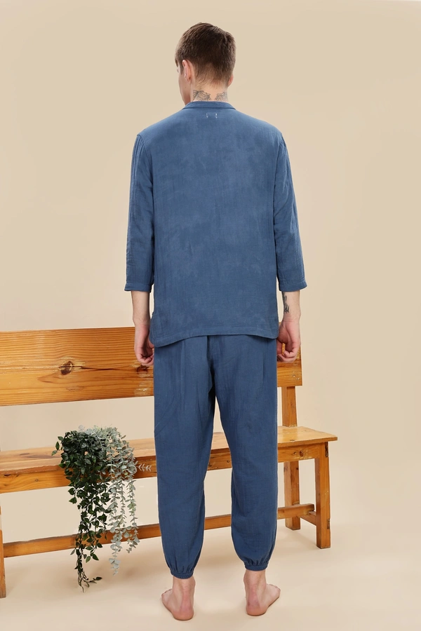IIR04-Shui 100% Organic Unique Double Layered Night Wellness wear Indigo Male - 4XL, INDIGO