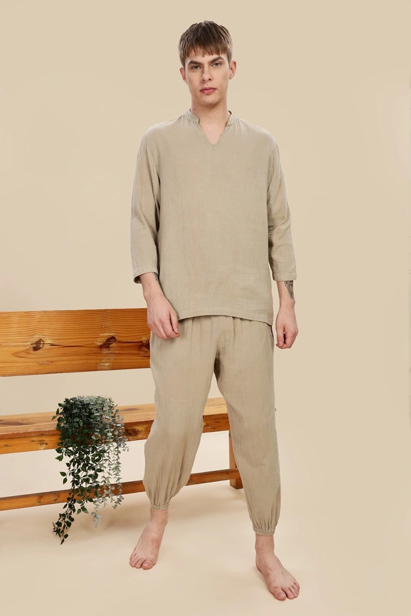 IIR015-Shui 100% Organic Unique Double Layered Night Wellness wear Beige  Male