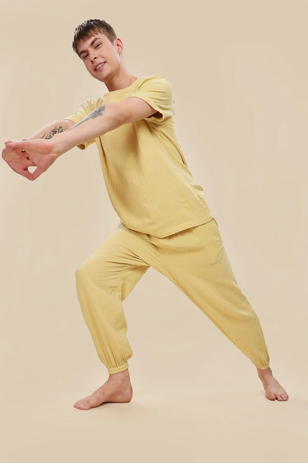 IIR06-Monk 100% Organic Unique Double Layered Yoga Wellness wear Turmeric Male - 4XL, TURMERIC