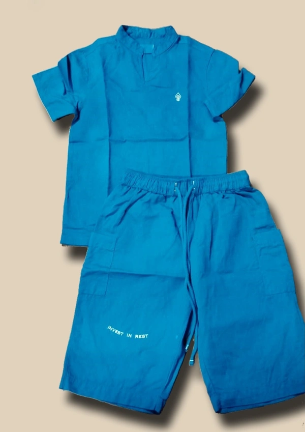 IIR020-Yanam-100% Organic Cotton Linen Boys Indigo Night Wear - 5 TO 6 Y, INDIGO