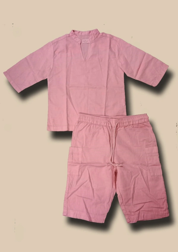 IIR024-Nidra-100% Organic Unique Double Layered Girls Rose Pink Night Wear - 6 TO 7 Y, ROSEPINK
