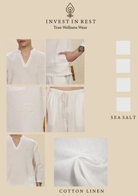 IIR02-Nemuri 100% Organic Cotton Linen Night Wellness wear Sea Salt Male - L, SEA SALT