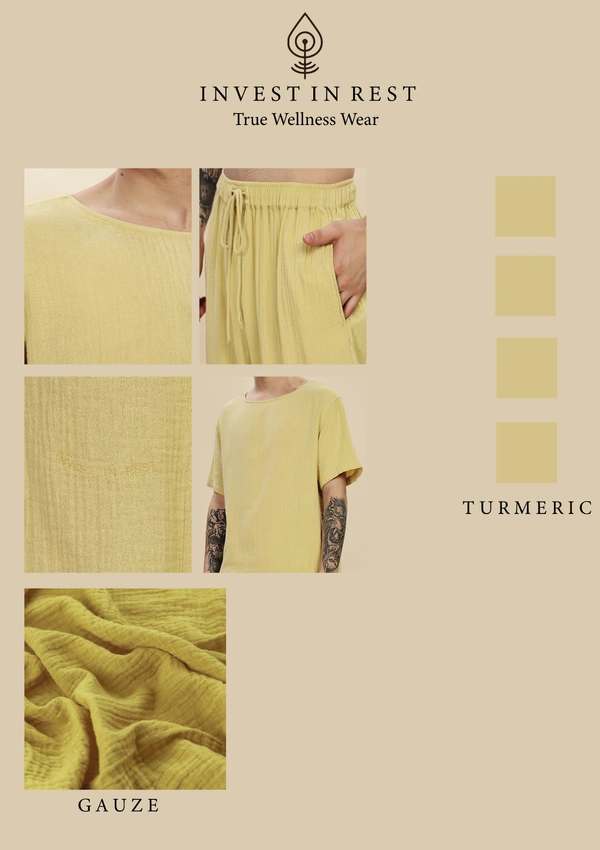 IIR06-Monk 100% Organic Unique Double Layered Yoga Wellness wear Turmeric Male - S, TURMERIC