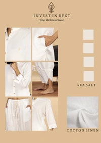 IIR09-Jamsa 100% Organic Cotton Linen Night Wellness wear Sea Salt Female - S, SEA SALT