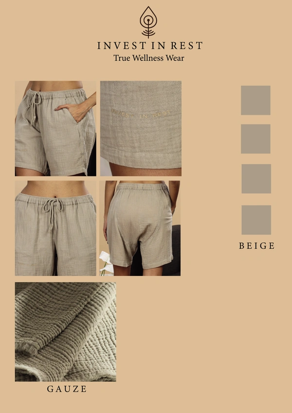 IIR010-Yasumi 100% Organic Unique Double Layered Wellness Boxer Beige Female - 4XL, BEIGE