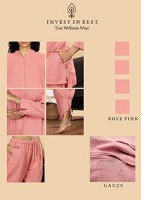 IIR012-Thookkam 100% Organic Unique Double Layered Night Wellness wear Rose Pink Female - XS, ROSEPINK