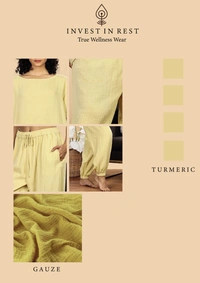 IIR014-Zen 100% Organic Unique Double Layered Yoga Wellness wear Turmeric Female - L, TURMERIC