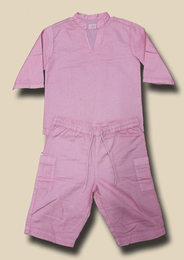 IIR027-Tidur-100% Organic Cotton Linen Girls Rose Pink Night Wear - 12 TO 13, ROSEPINK