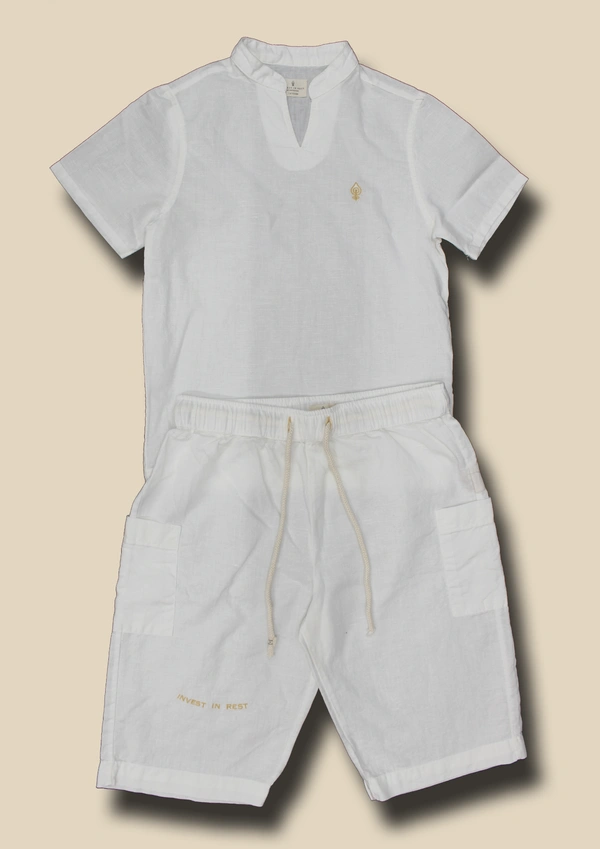 IIR022-Yanam-100% Organic Cotton Linen Boys Sea Salt Night Wear - 5 TO 6 Y, SEA SALT
