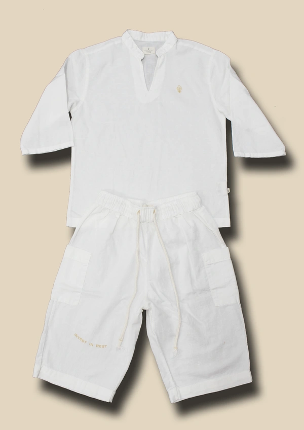 IIR028-Tidur-100% Organic Cotton Linen Girls Sea Salt Night Wear - 5 TO 6 Y, SEA SALT