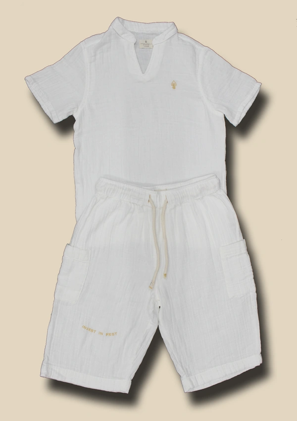 IIR019-SaYanam-100% Organic Unique Double Layered Boys Sea Salt Night Wear - 5 TO 6 Y, SEA SALT