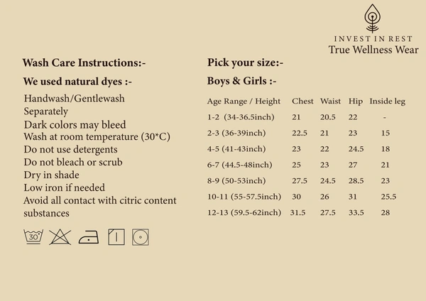 IIR017-SaYanam-100% Organic Unique Double Layered Boys Indigo  Night Wear - 7 TO 8 Y, INDIGO