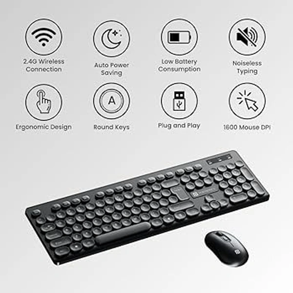 PORTRONICS KEY 6 WIRLESS KEYBOARD & MOUSE  - Black