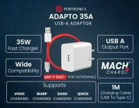 PORTRONICS 35W FAST CHARGING USB ADAPTER - White