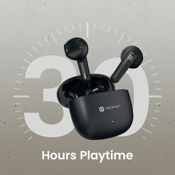 PORTRONICS TWINS S18 SMART TWS EARBUDS - Black