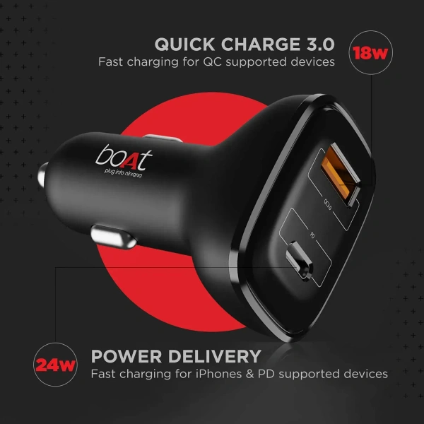 BOAT CAR CHARGER - Black