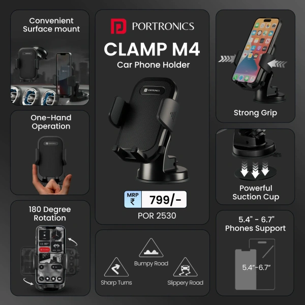 PORTRONICS CLAMP M4 UNIVERAL MOBILE HOLDER - Black