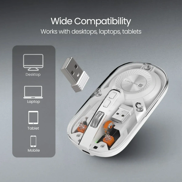 PORTRONICS TOAD 8 RECHAREABLE WIRELESS MOUSE  - White