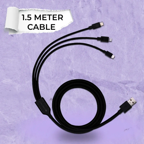 ZEBRONICS ZEB UMLCC1205 3 IN 1 CABLE - Black