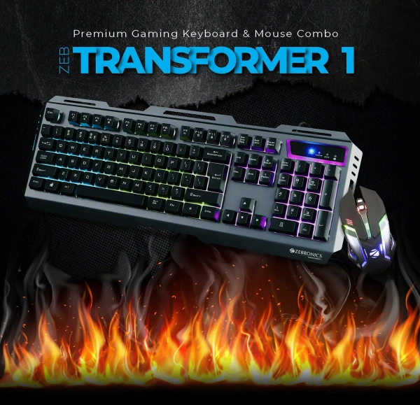 ZEBRONICS TRANSFORMER 1  GAMING KIT - Black RGB LIGHTING