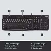 LOGITECH K120 WIRED KEYBOARD - Black