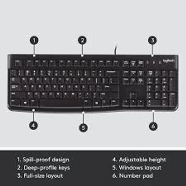 LOGITECH K120 WIRED KEYBOARD - Black