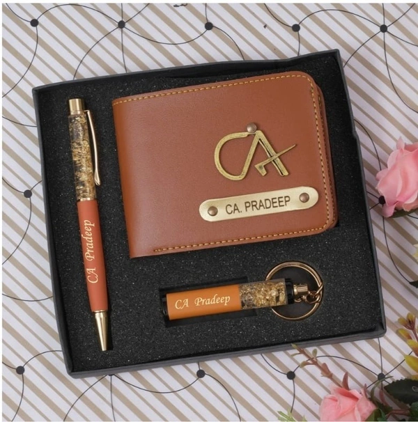 Wallet + Keychain + Pen - Red