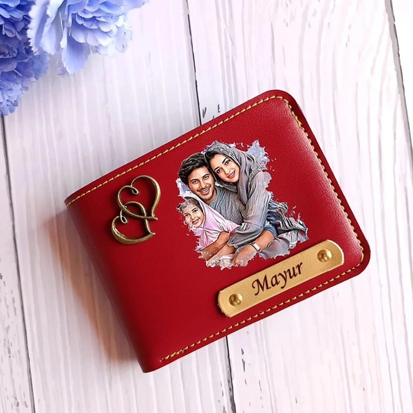 UV Color Printed Leather Wallet - Red