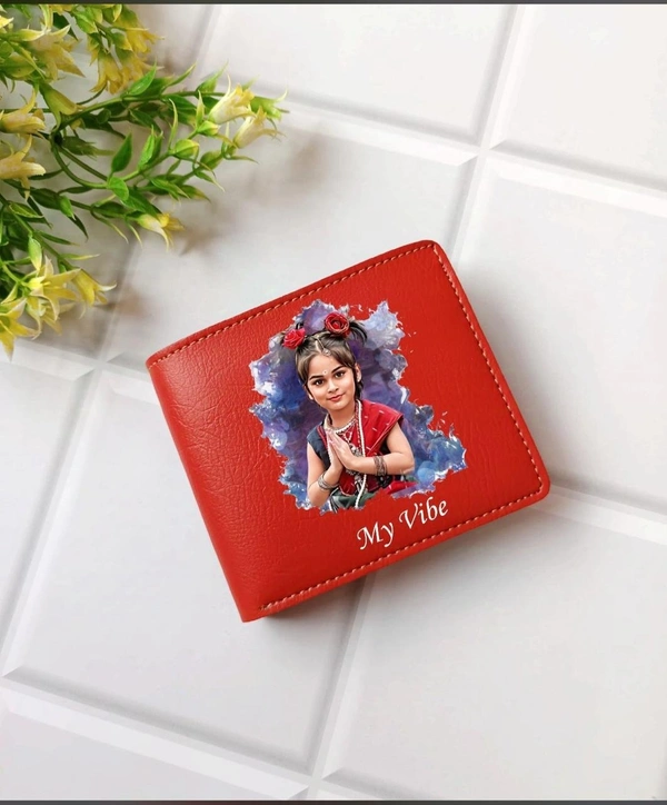 UV Color Printed Leather Wallet - Red