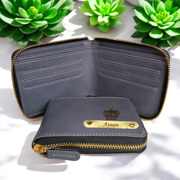 Unisex Indian Leather With Chain Wallet - Grey