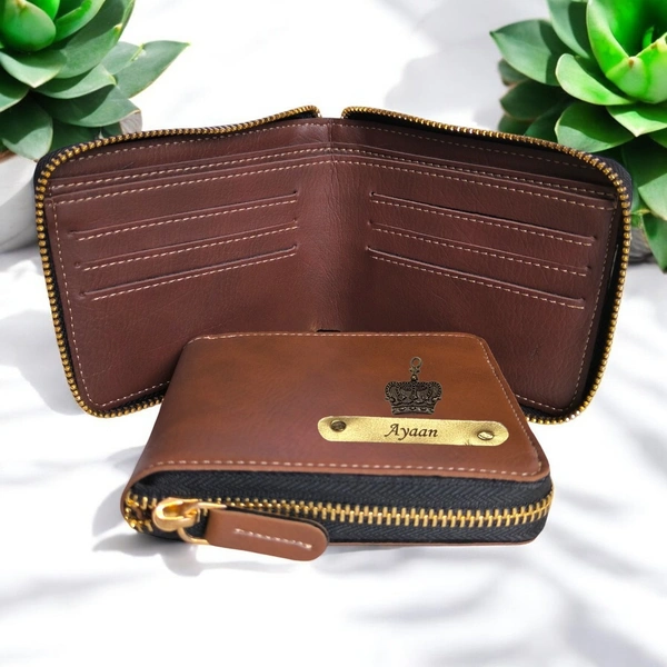 Unisex Indian Leather With Chain Wallet - Tan