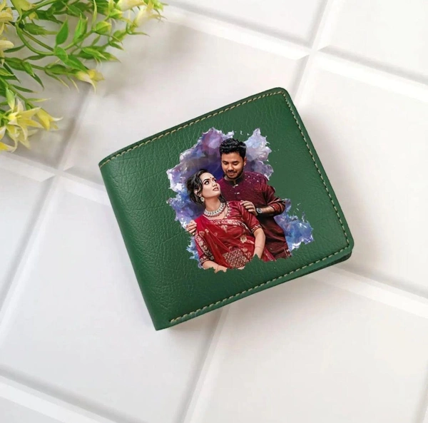 UV Color Printed Leather Wallet - Green