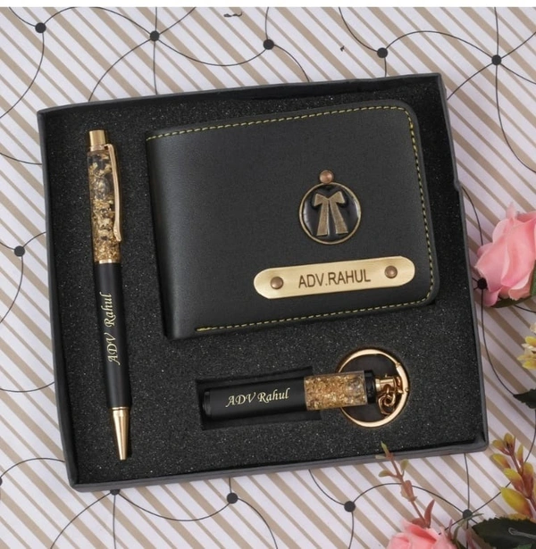 Wallet + Keychain + Pen - Red