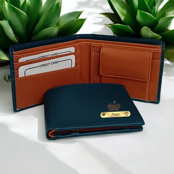 Dual Color Leather Wallet - Blue