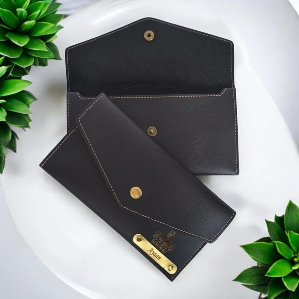 Minimal Indian Leather Clutch - Black