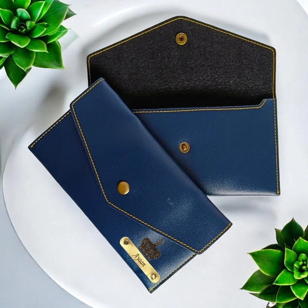 Minimal Indian Leather Clutch - Blue