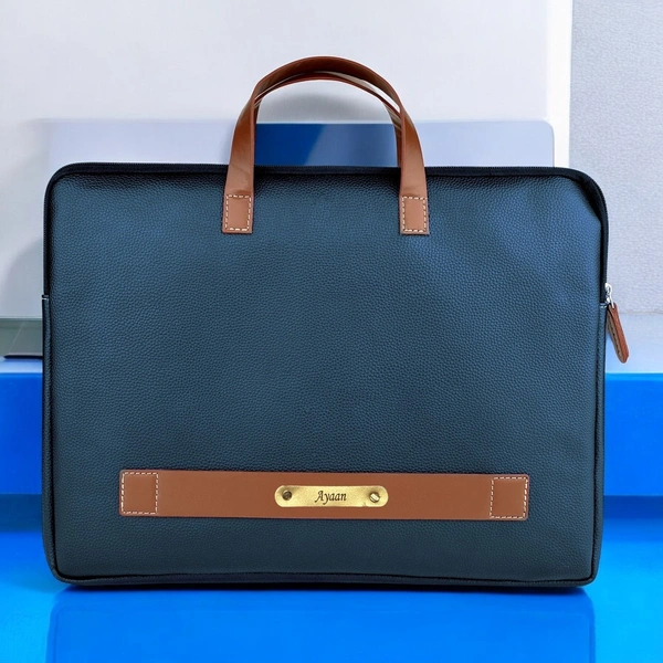 Indian Leather Laptop Bag - Blue