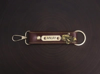 Indian Leather Keychain With Hook - Red