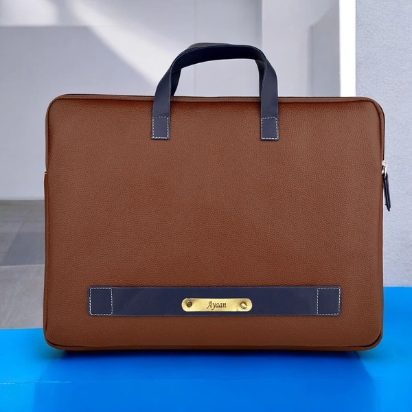 Indian Leather Laptop Bag - Tan