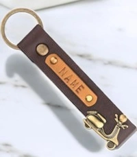 Indian Leather Keychain - Red