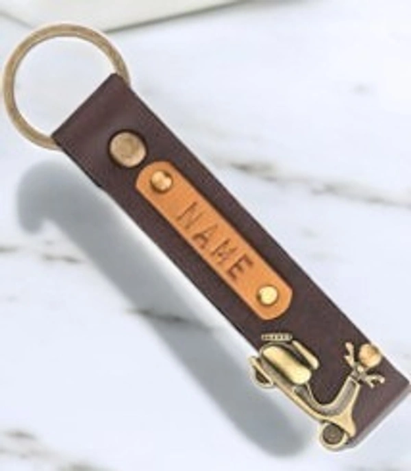 Indian Leather Keychain - Red