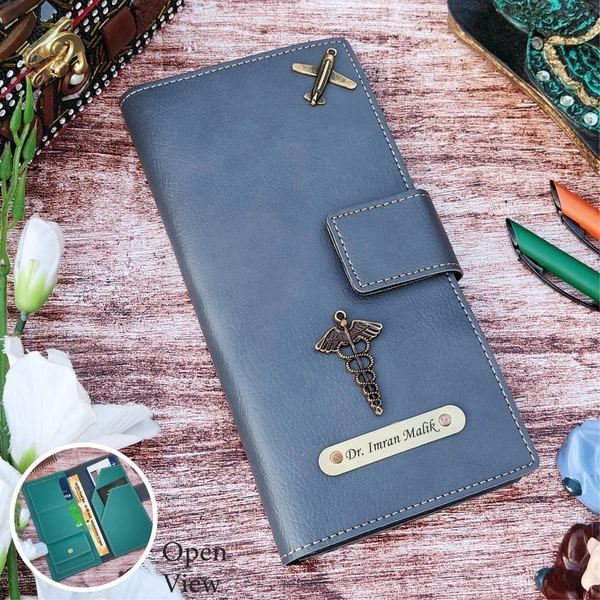 Indian Leather Travel Organiser With Button - Tan