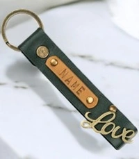 Indian Leather Keychain - Red