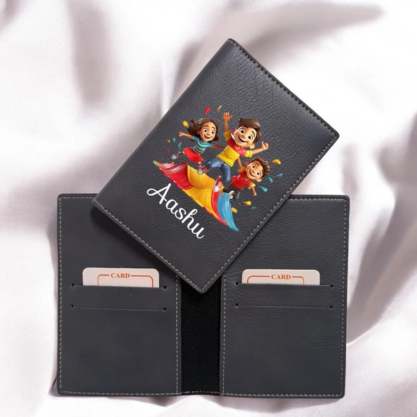 UV Color Printed Leather Passport Cover - Grey