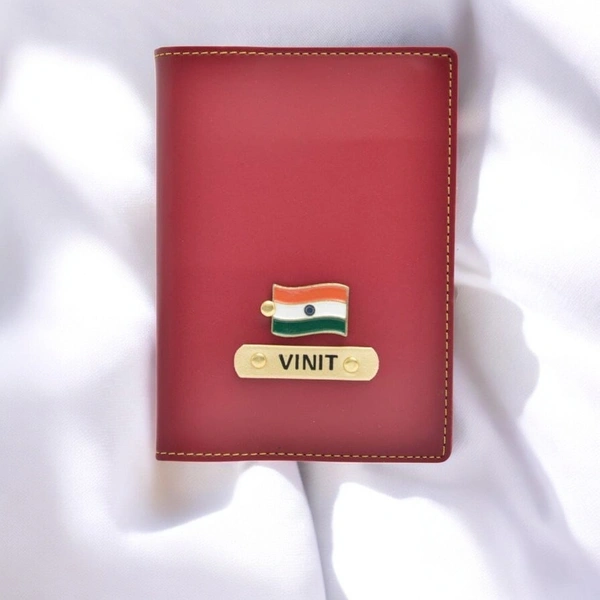 Indian Leather Passport Cover - Red