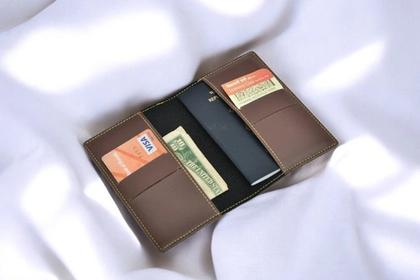 Indian Leather Passport Cover - Grey