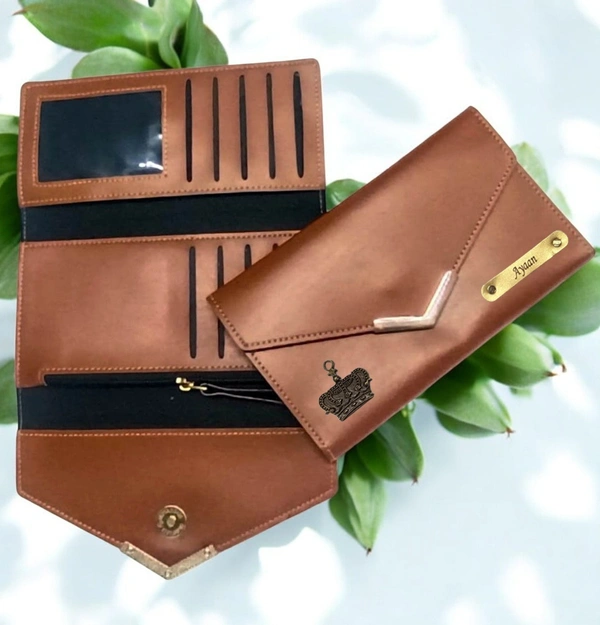 Golden Clip Indian Leather Clutch - Tan