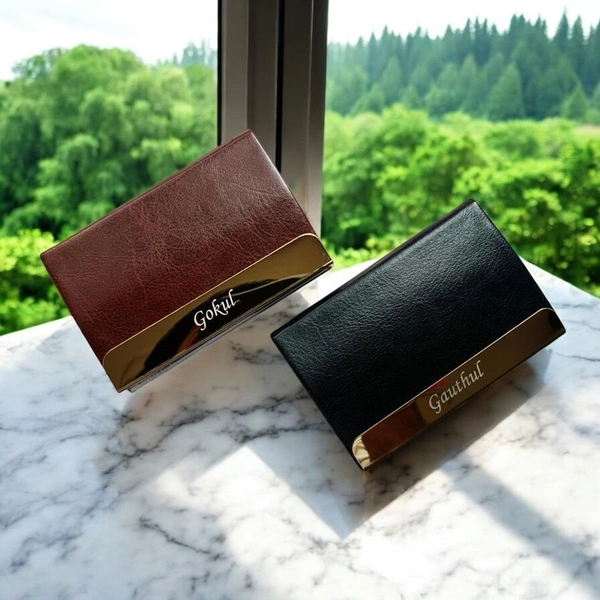Metal Card Holder - Brown