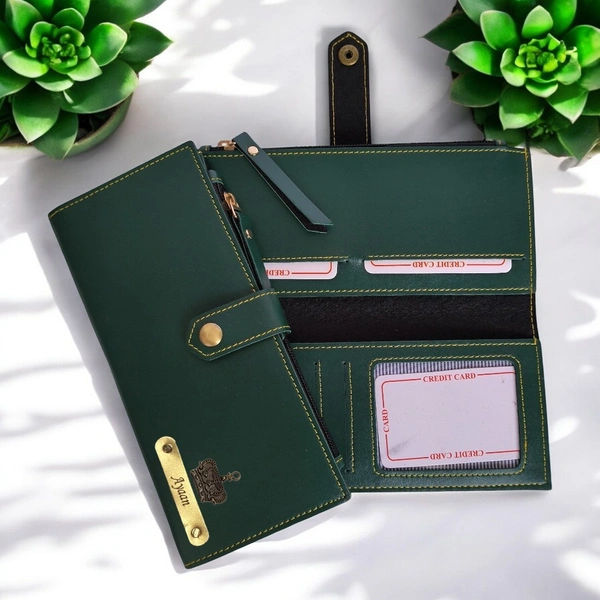2 Fold Indian Leather Clutch - Green
